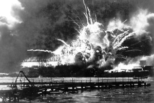 FILE - In this Dec. 7, 1941 file photo, the destroyer USS Shaw explodes after being hit by bombs during the Japanese surprise attack on Pearl Harbor, Hawaii. Wednesday marks the 70th anniversary of the attack that brought the United States into World War II. (AP File Photo)