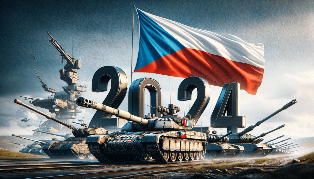 Czechos Owackie Czo Gi Lekkie Rykoszet Info   DALL·E 2023 12 24 14.31.03 An Updated Widescreen Image Showcasing The Year 2024 For World Of Tanks Now Correctly Featuring The Czech Republic Flag To Symbolize The Introducti 1024x585 